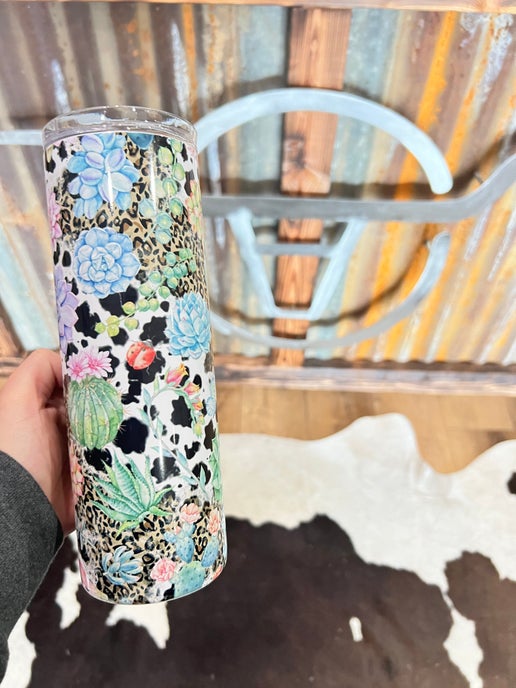 Cactus Flower 20 oz Skinny Tumbler Angels and Outlaws Co