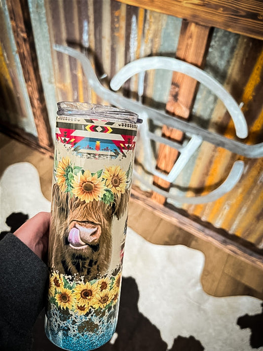 Highland Cow Aztek Tumbler Angels and Outlaws Co